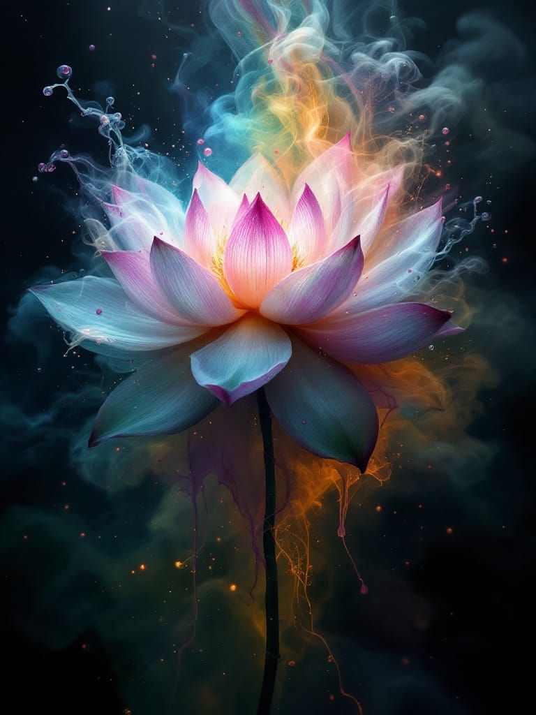 Ethereal Lotus in Dark, Arcane Splendor