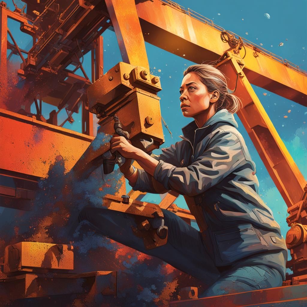 Hyperrealistic Crane Operator in Splash Art Style