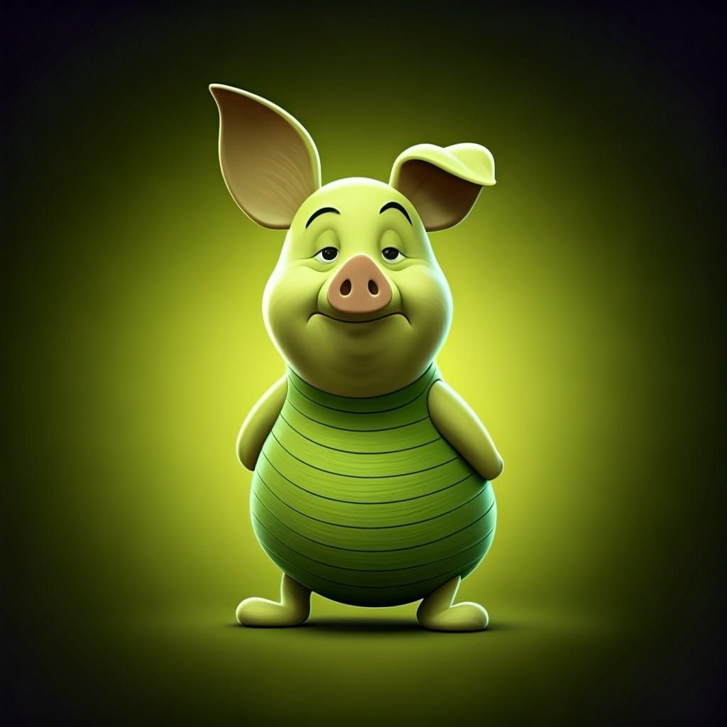 Bold and Brave Piglet in Lime Green: A Reimagined Concept Ar...