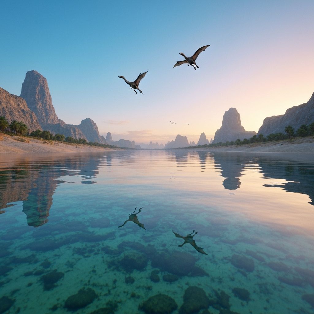 Diplodocus Dinosaurs at Sunset as Digital Art