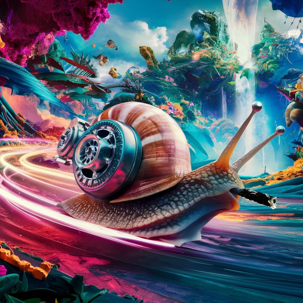 Turbo Snail Speeds Through a Surreal Landscape