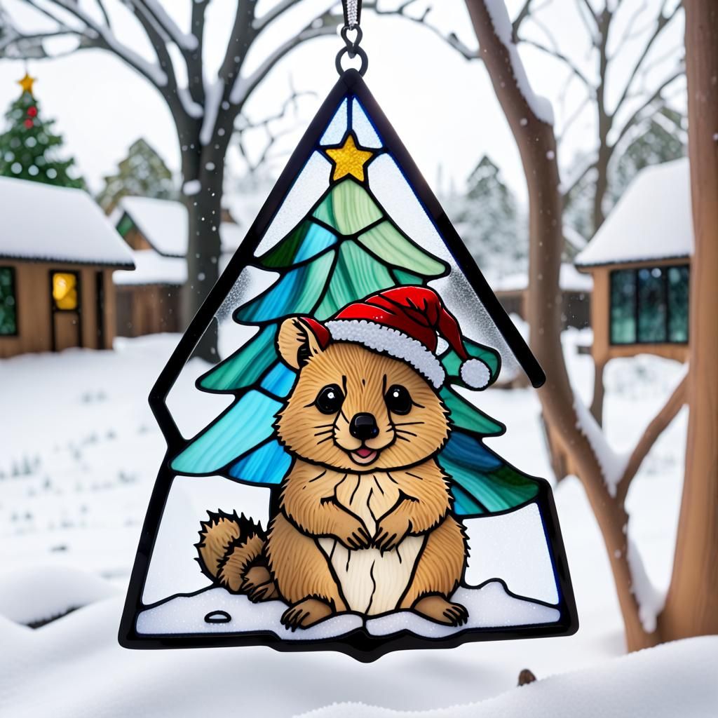 quokka wearing a santa hat