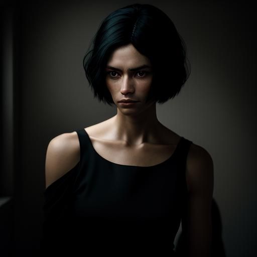 Dramatic Portrait of Woman in Soft, Moody Lighting