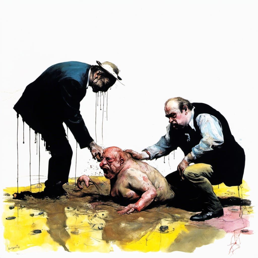 Mud Wrestling Walruses in Grotesque Style