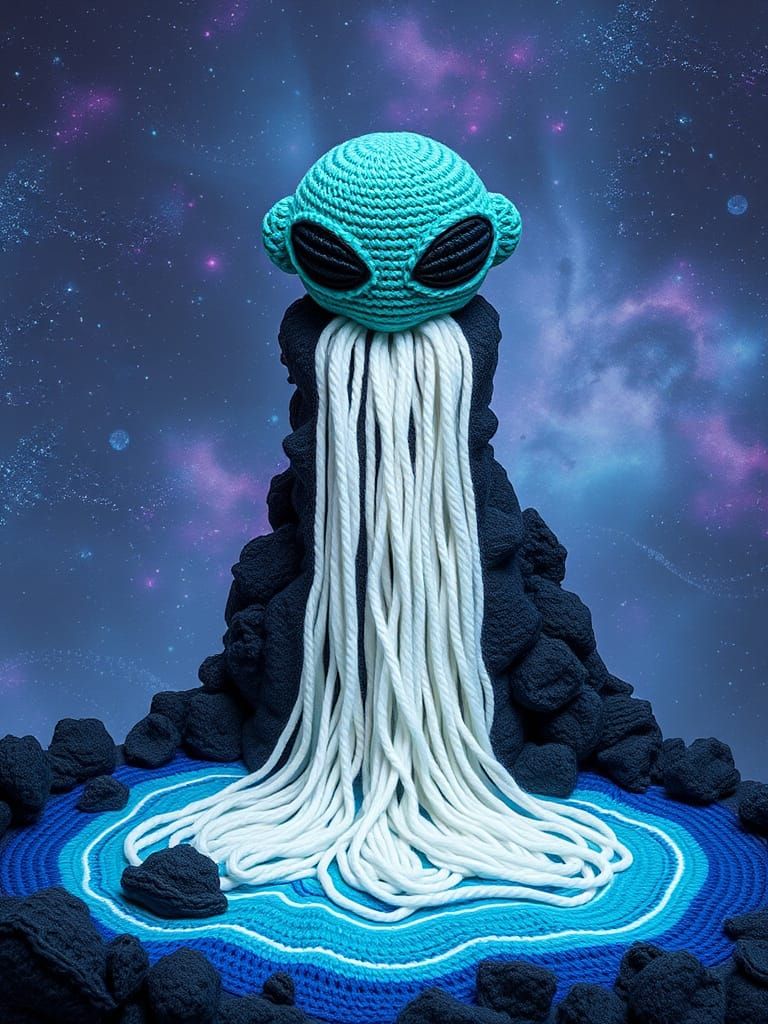 Crochet Yarn Alien at Cosmic Waterfall