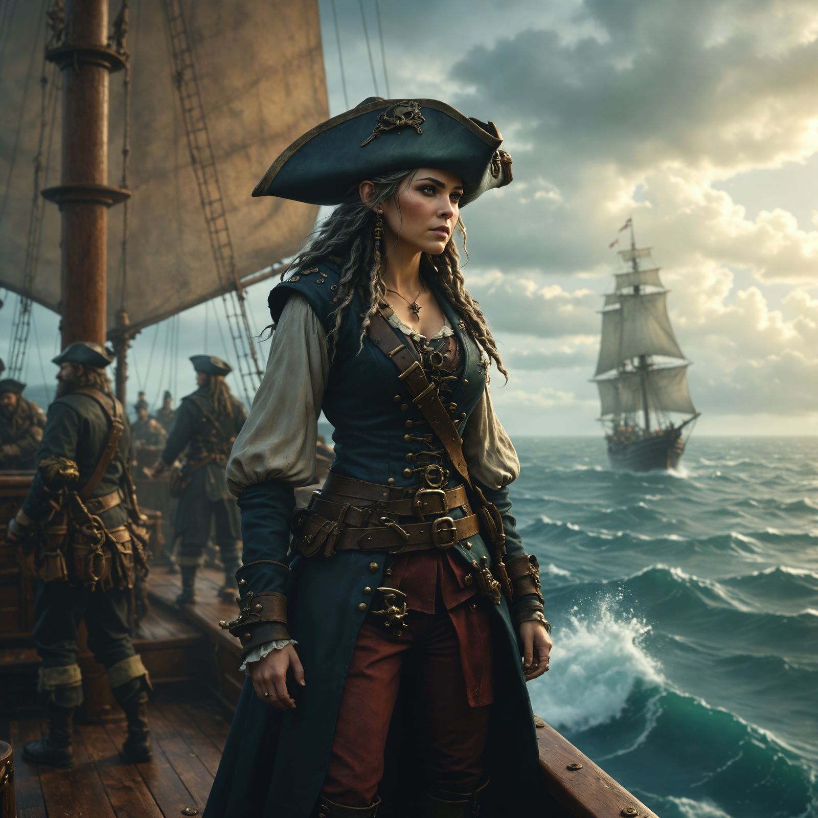 Gnome Pirate Captain Navigates Stormy Seas