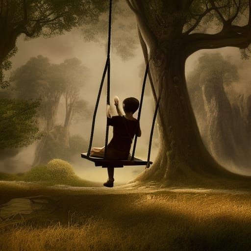 Epic Giant on a Swing: Digital Matte Painting