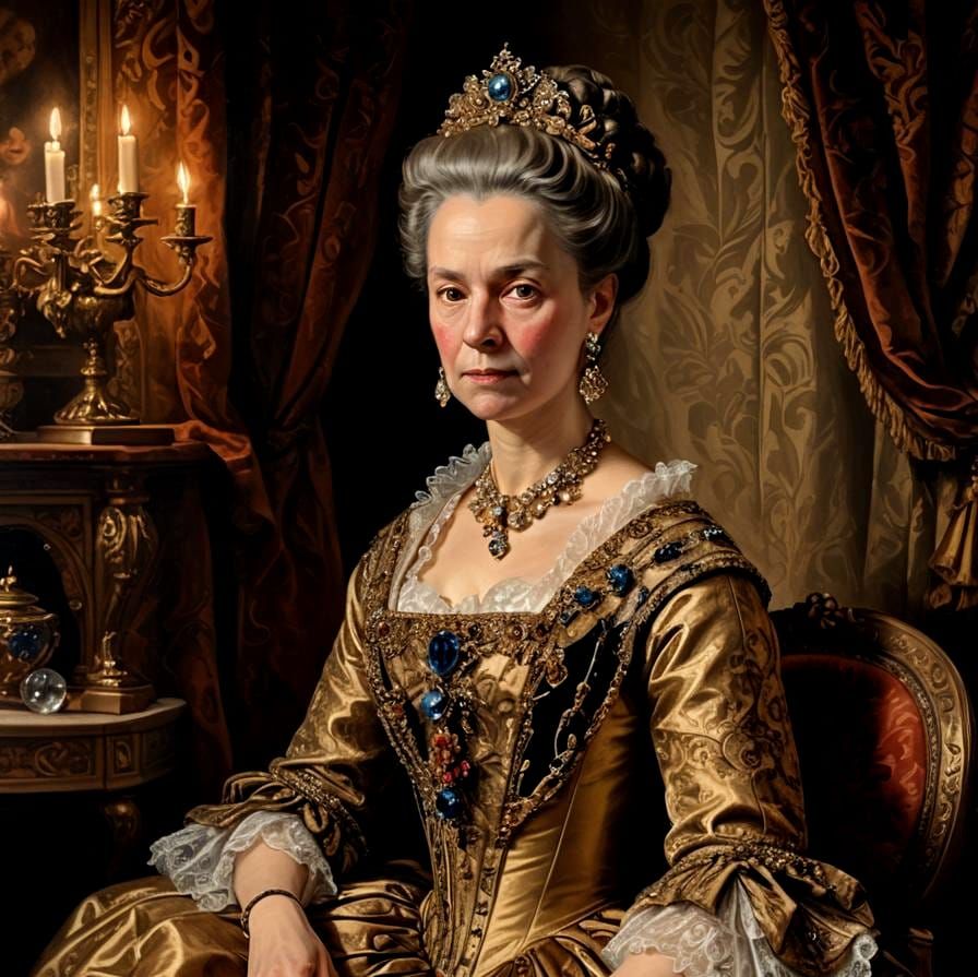 Classic Oil Portrait of Woman in Period Attire