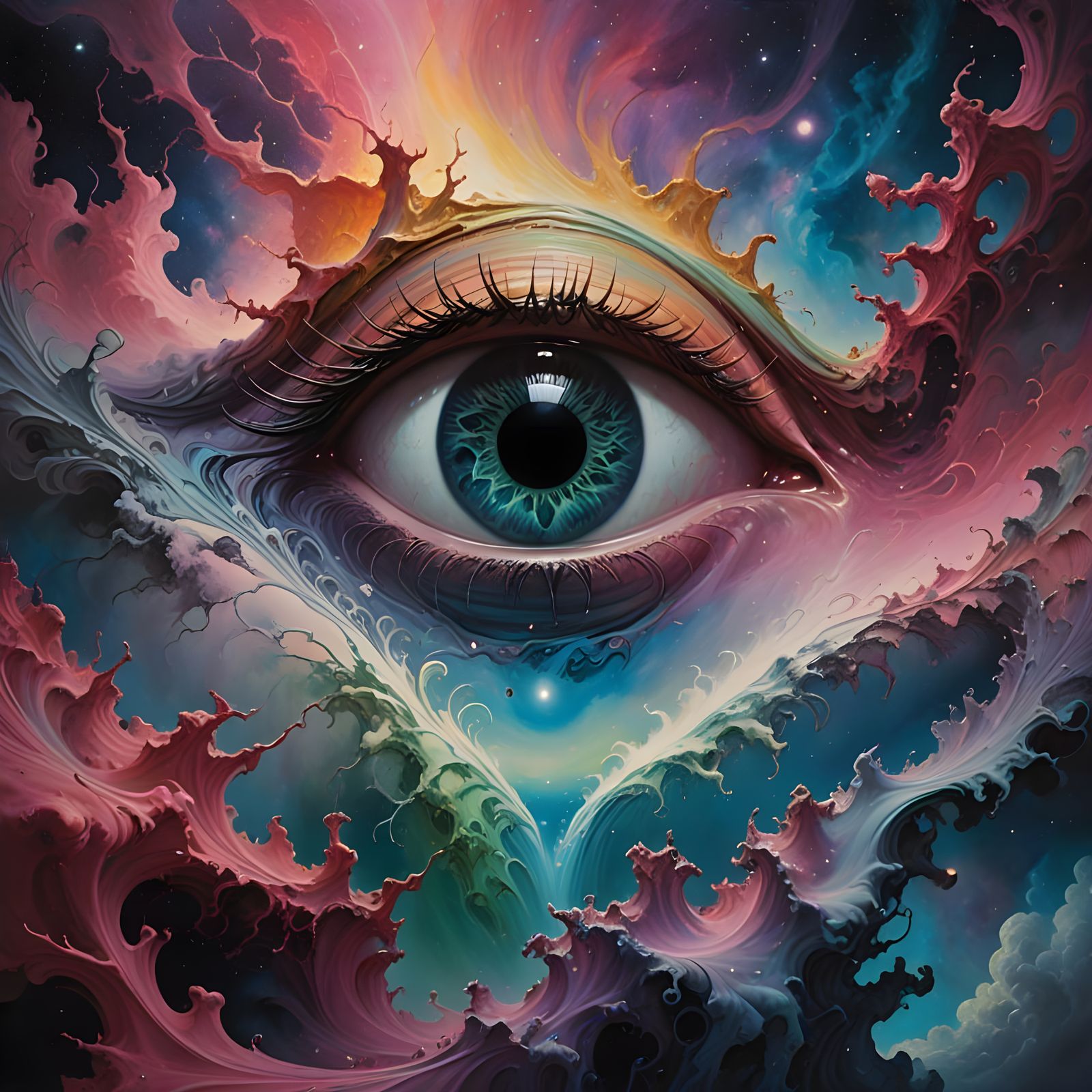 Surreal Cosmic Eye in a Melting Nebula