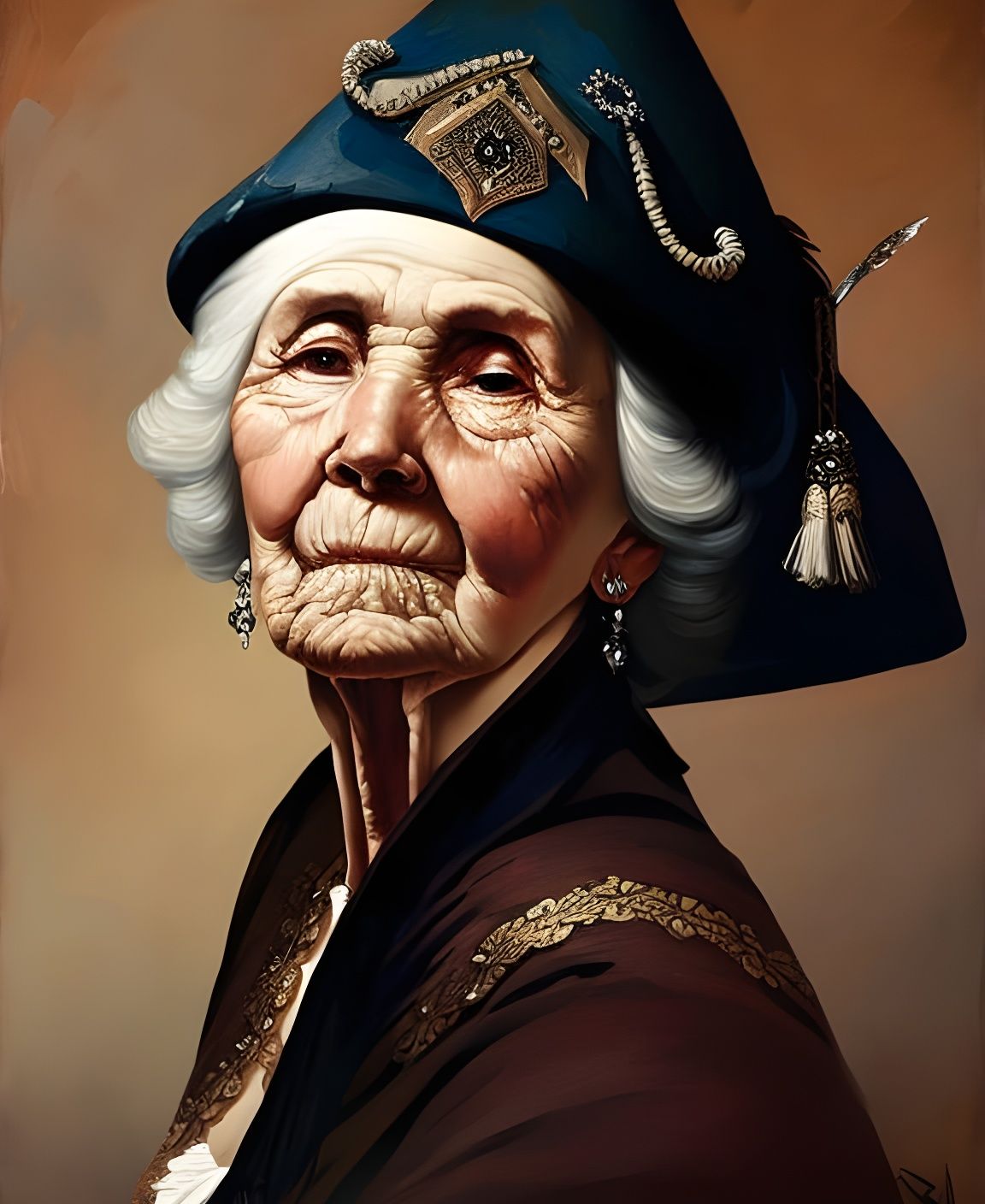 Pirate Woman Portrait in Expressive Brushstroke Style