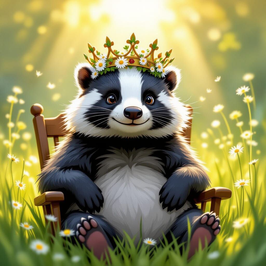 The Glimmering King: A Contented Badger Ruler of Whimsy