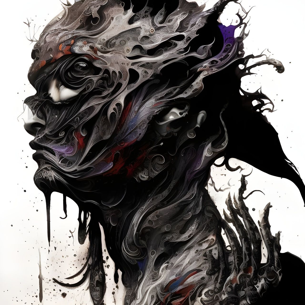 Apocalyptic Warrior Portrait in Gouache Style