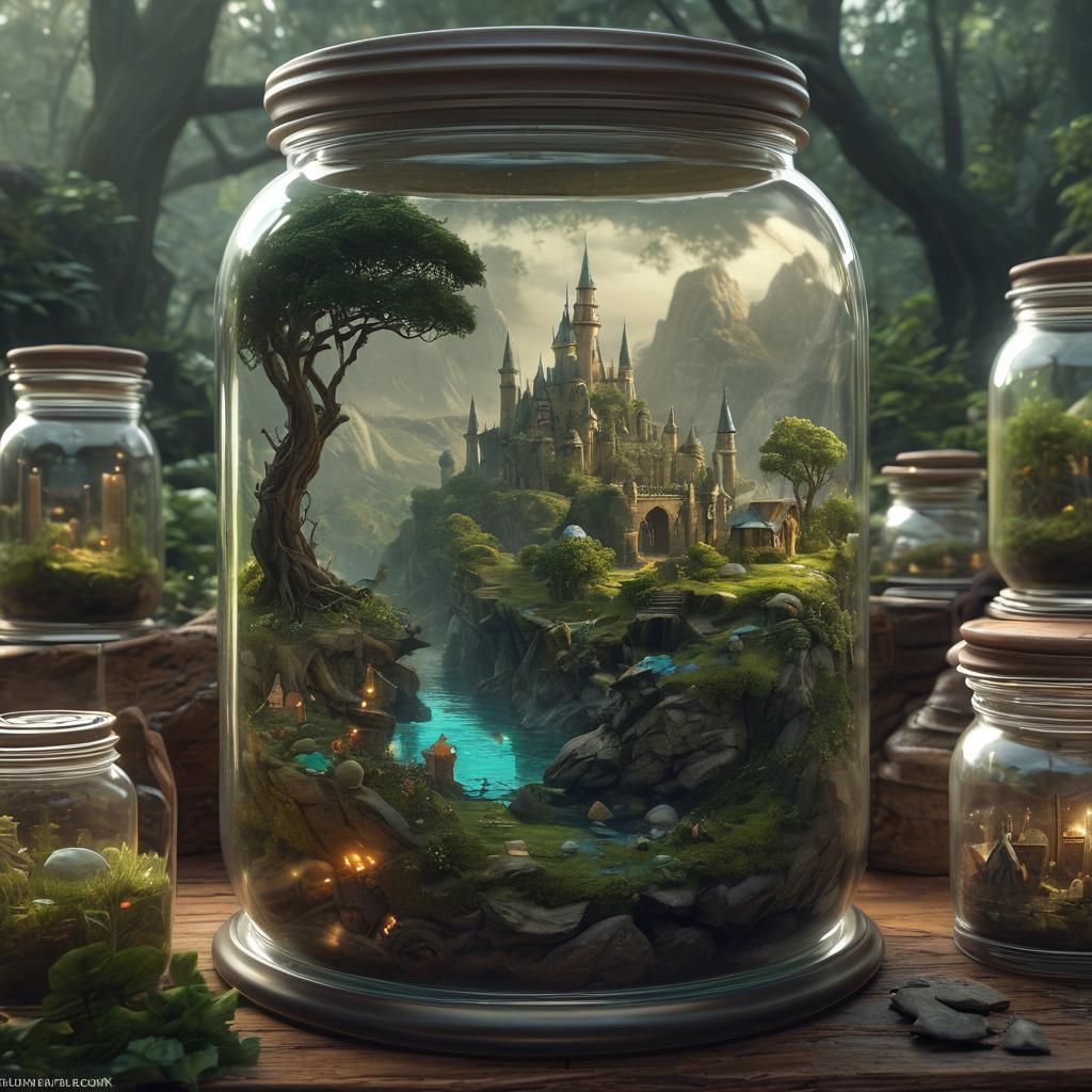 Magical Fantasy Landscape in a Jar: Digital Matte Painting