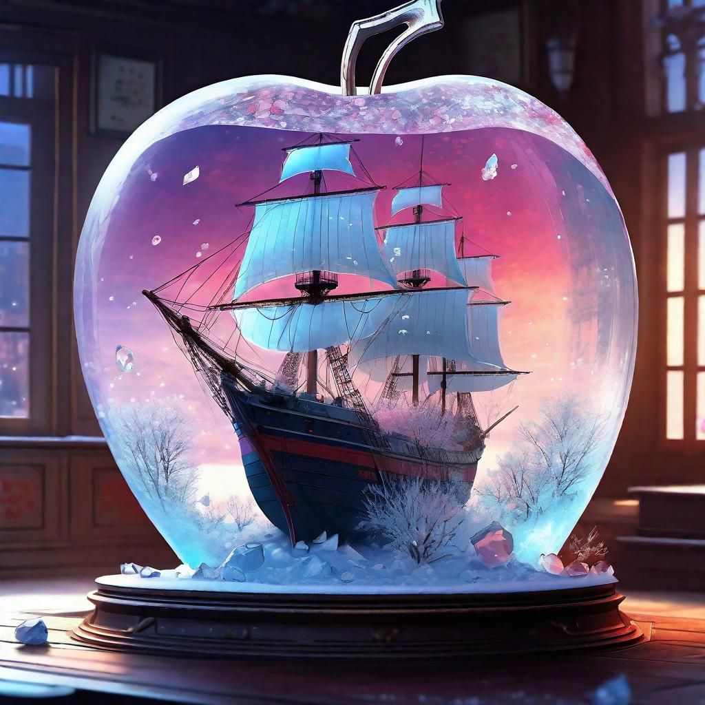 Frozen Ship in Crystal Apple: Digital Art