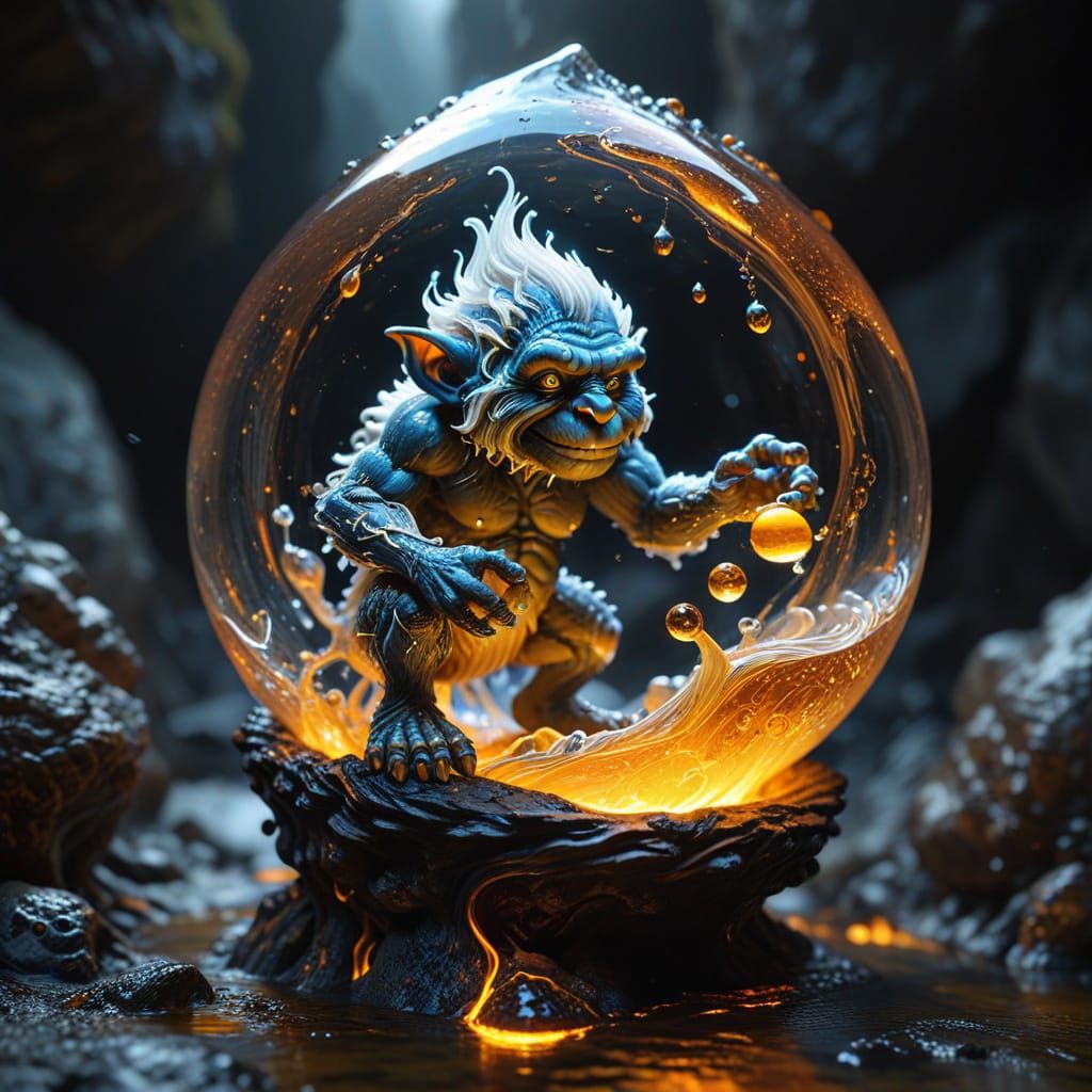 Honey Troll in Amber Droplet Above Lava Canyon
