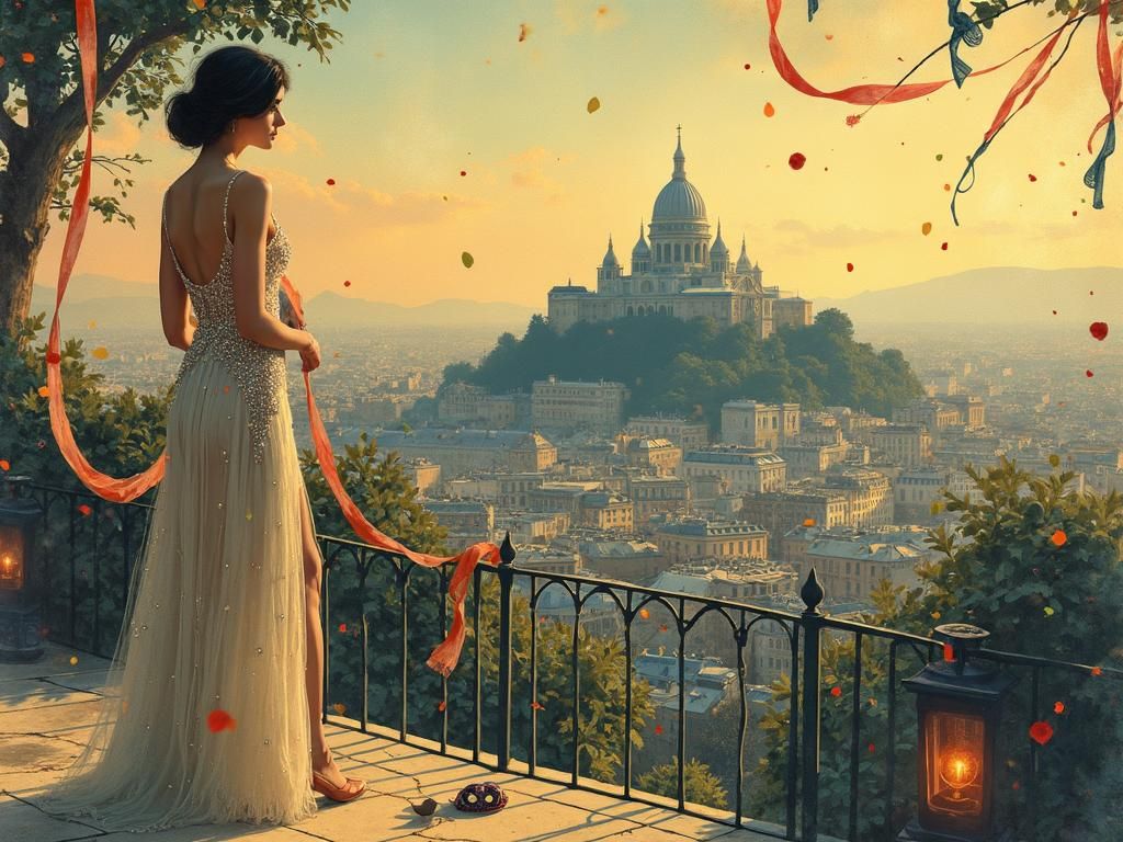 Flapper in Paris: Art Deco Illustration of Montmartre