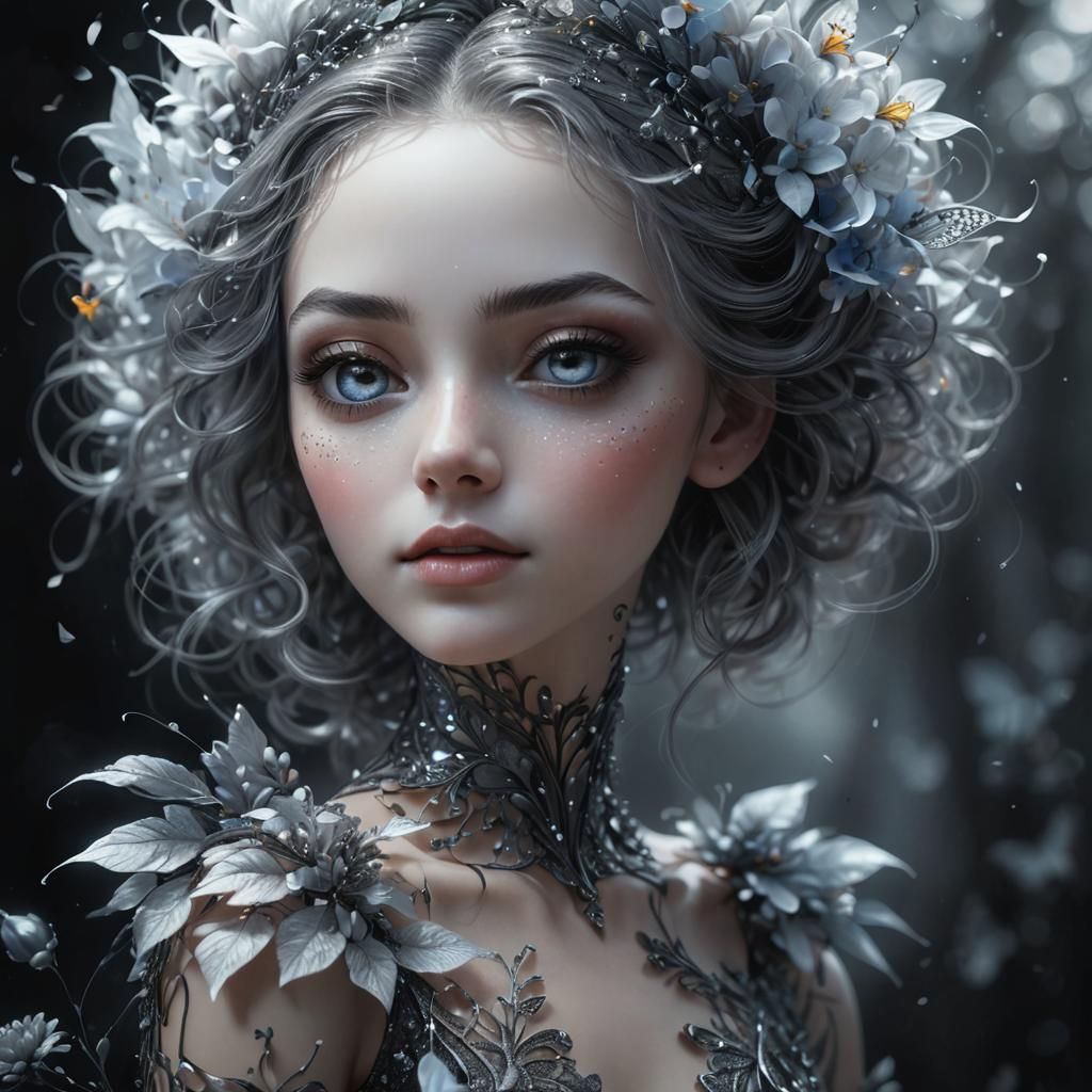 Woman Portrait with Butterflies in Renaissance Style