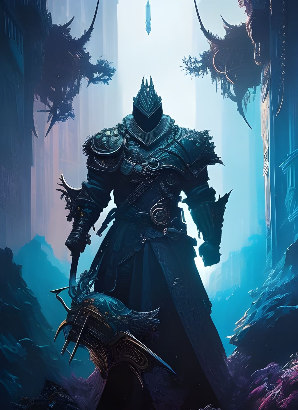 Formicapunk Knight in Dystopian Polygon Art Style