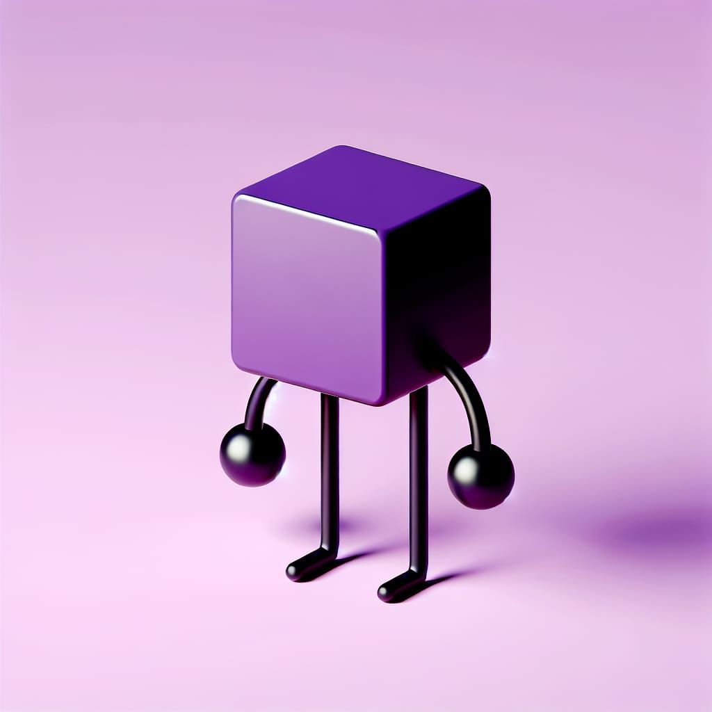 Abstract Purple Square Character in 3D