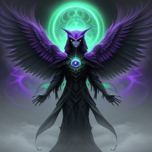Mystical Green Owl as Celestial Harbinger