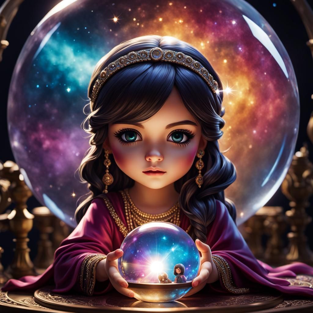 Chibi Gypsy Clairvoyant and Crystal Ball