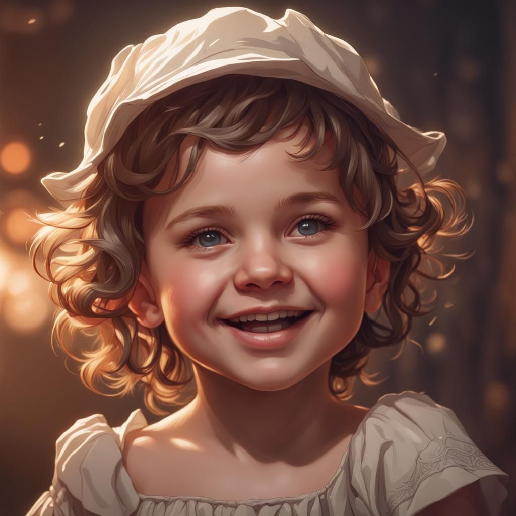 Smiling Baby Portrait in Hyperdetailed Style