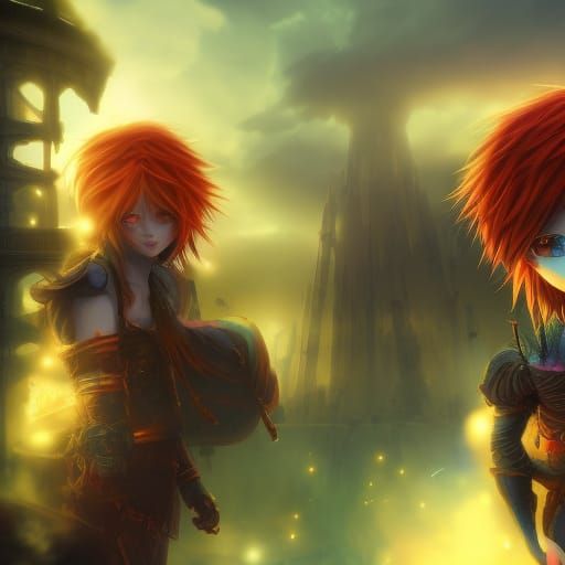 Anime Twins in Detailed Fantasy Art