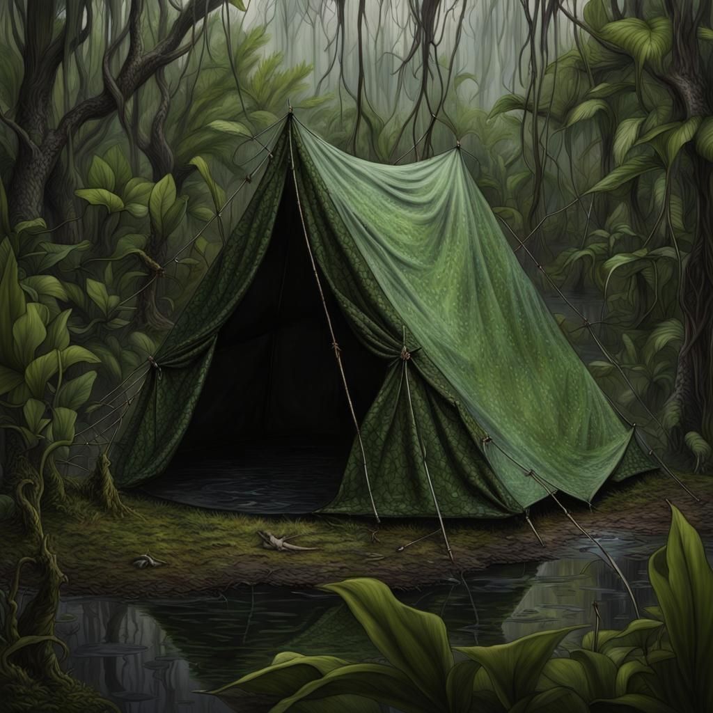 Sinister Reptile Tent in a Dark Jungle