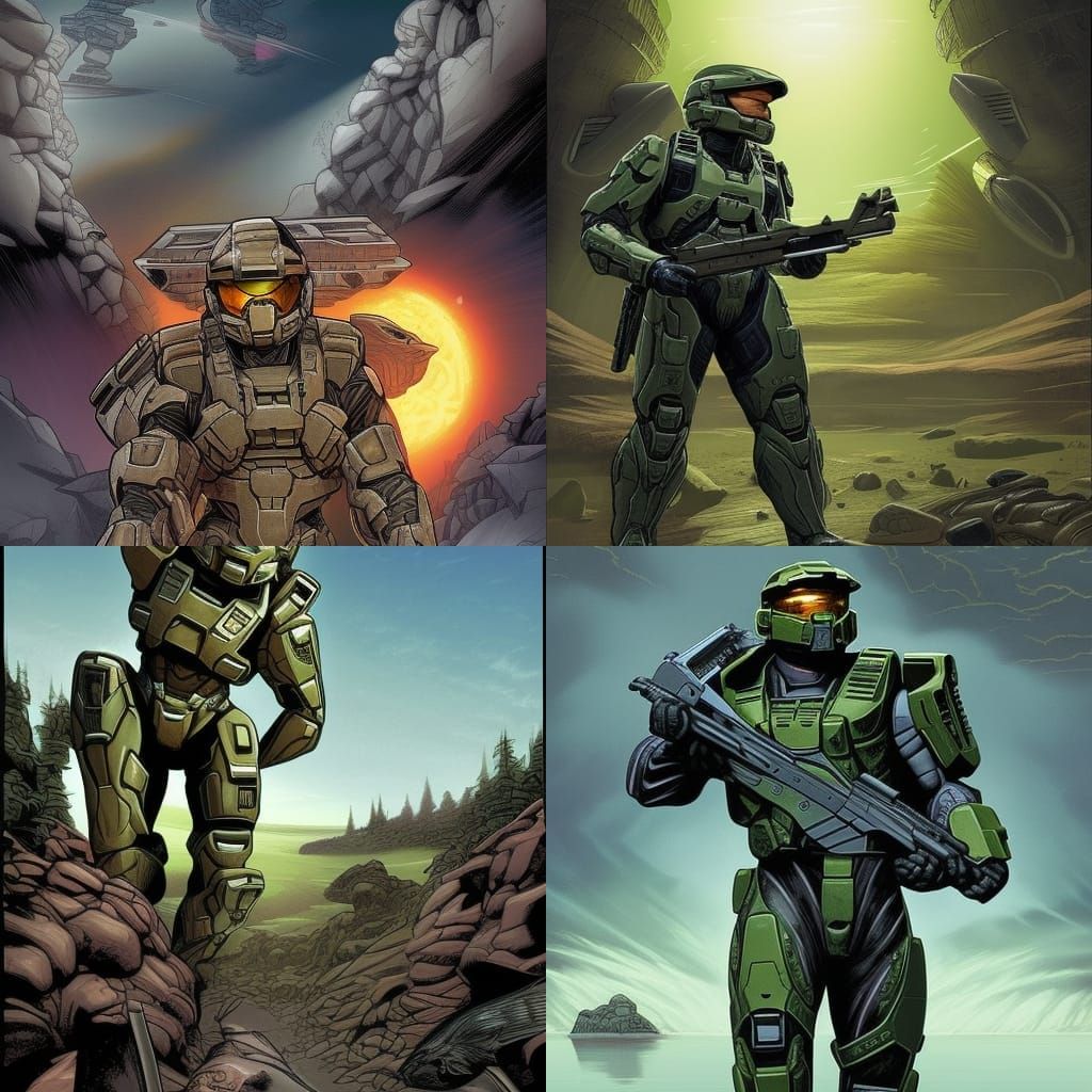 Master Chief and Johnson in Comic Book Art