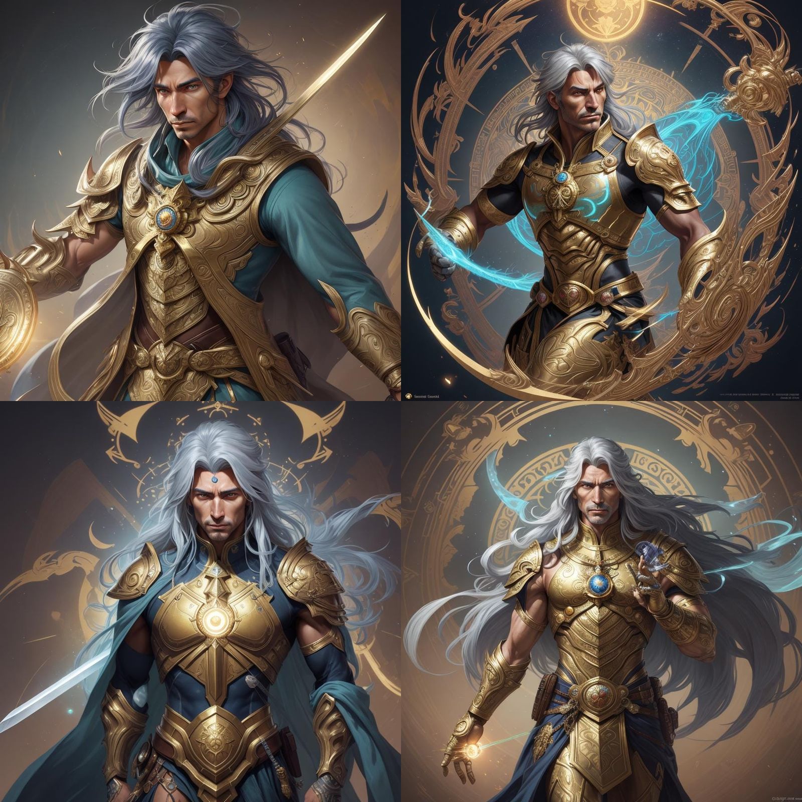 Cancer Zodiac Sign Man in Golden Armor Illustration