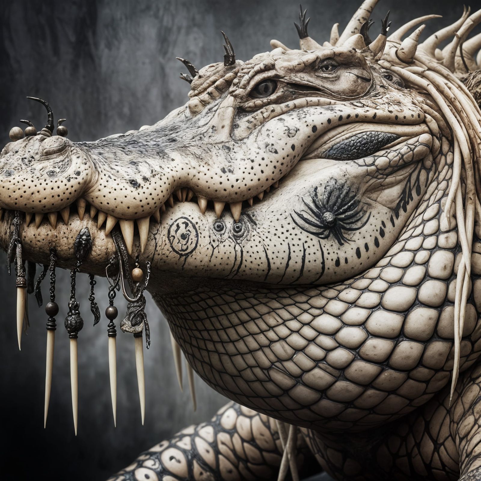 Obese Alligator Tattooist Shaman With Piercings