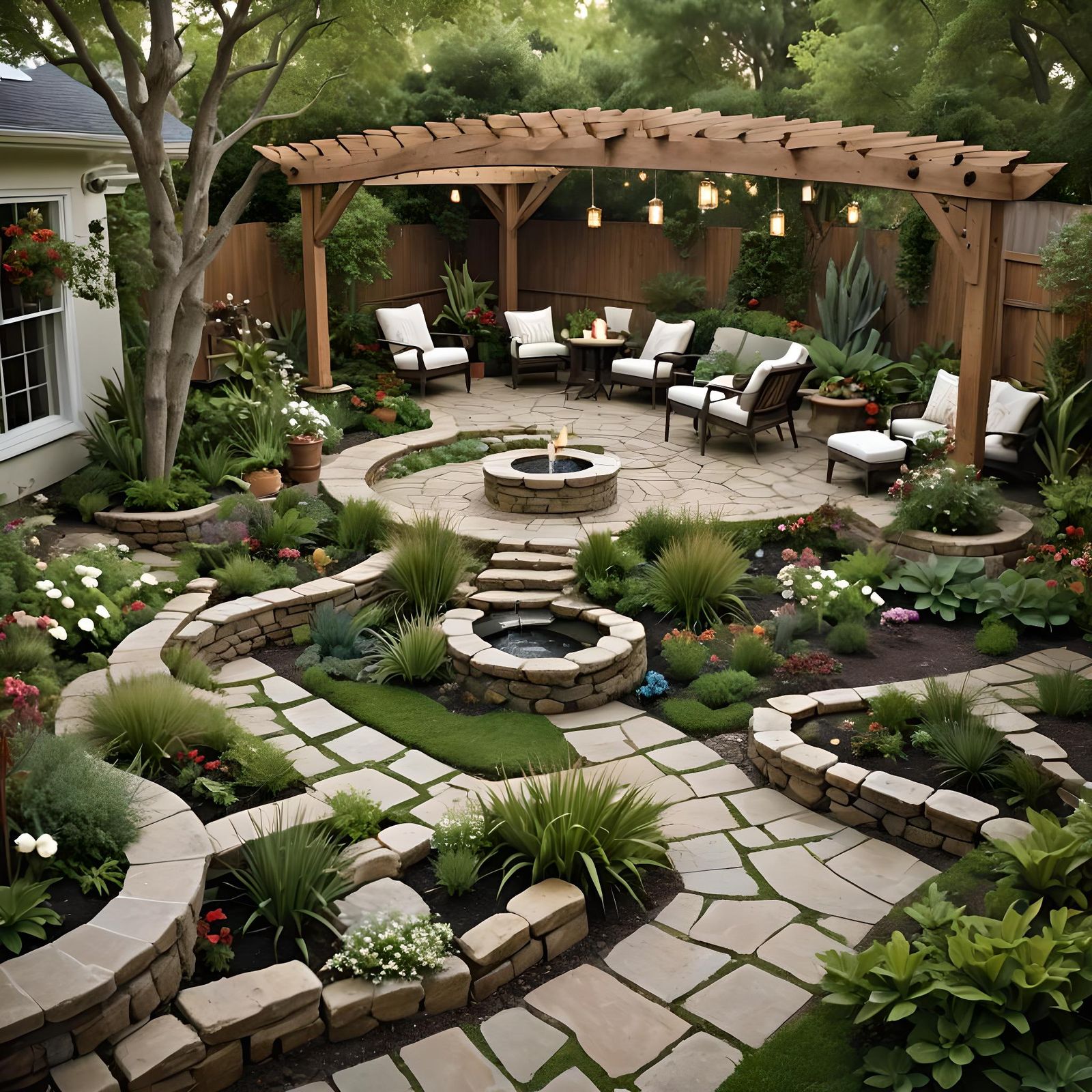 Dreamy Villa Garden Design with Lush Greenery