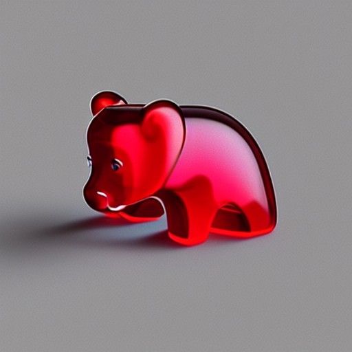 Photorealistic Gummy Bear on Wooden Table