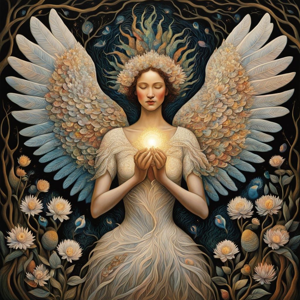 Woman with Swan Wings, Klimt-Inspired, Rises Up in Hope and ...