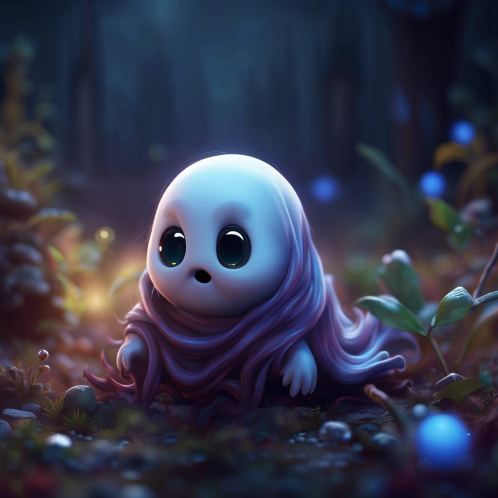 Cute Baby Ghost in Detailed Fantasy Art