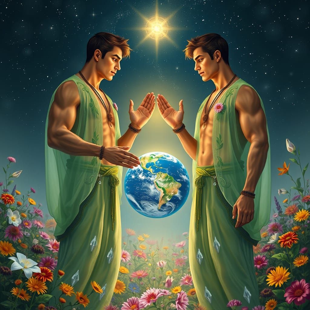 Indian Men Protecting Earth: Mystical Realism