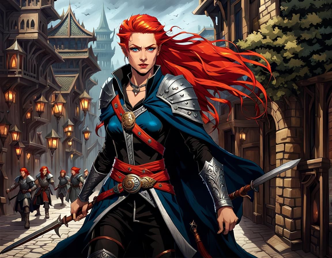 Half-Dragon Elf Wizard in Anime Style