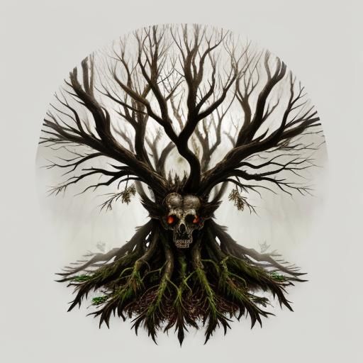 Surreal Root Creature in Dystopian Graveyard