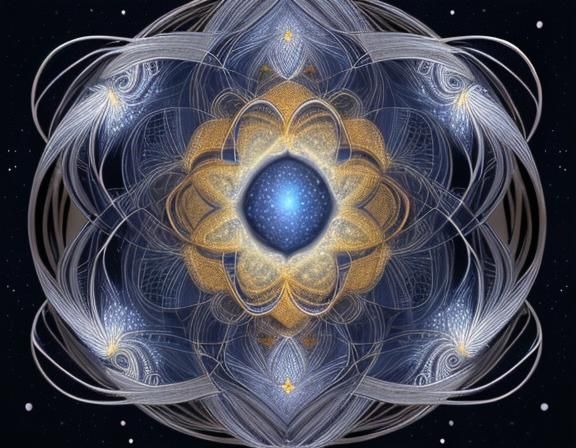 Fertilization: Fine Line Drawing with Cosmic Floral Border