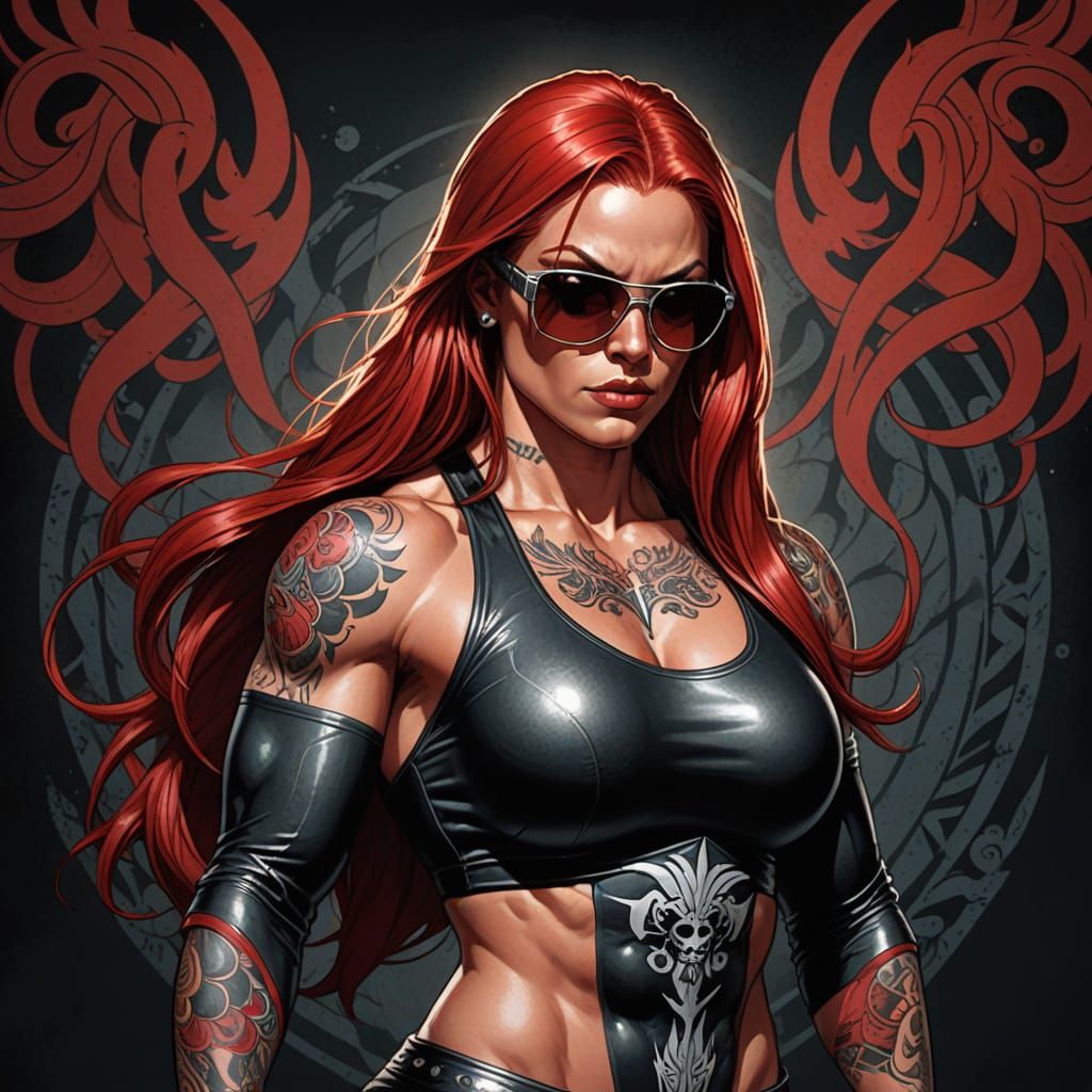 Mysterious Female Wrestler in Dark Attire