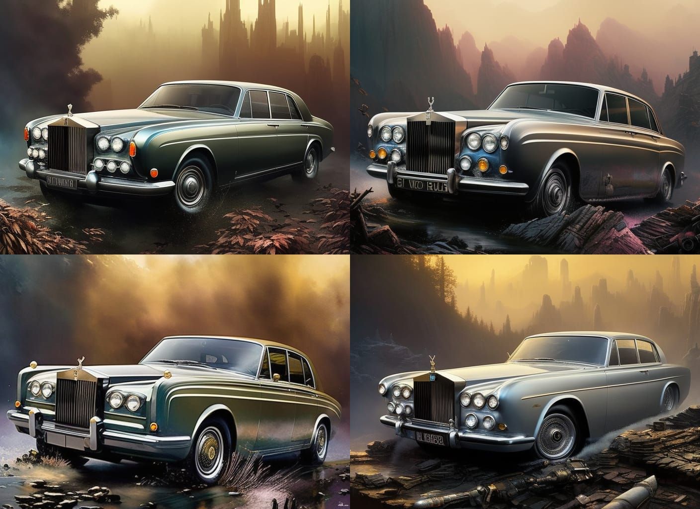 Gritty Watercolor Rolls Royce Silver Shadow Masterpiece