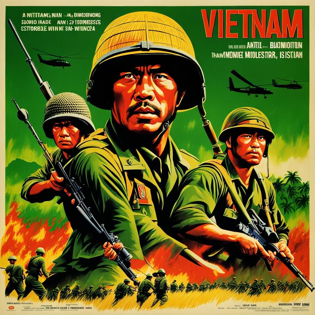 Epic Vietnam War Movie Poster in Dynamic Brushstrokes