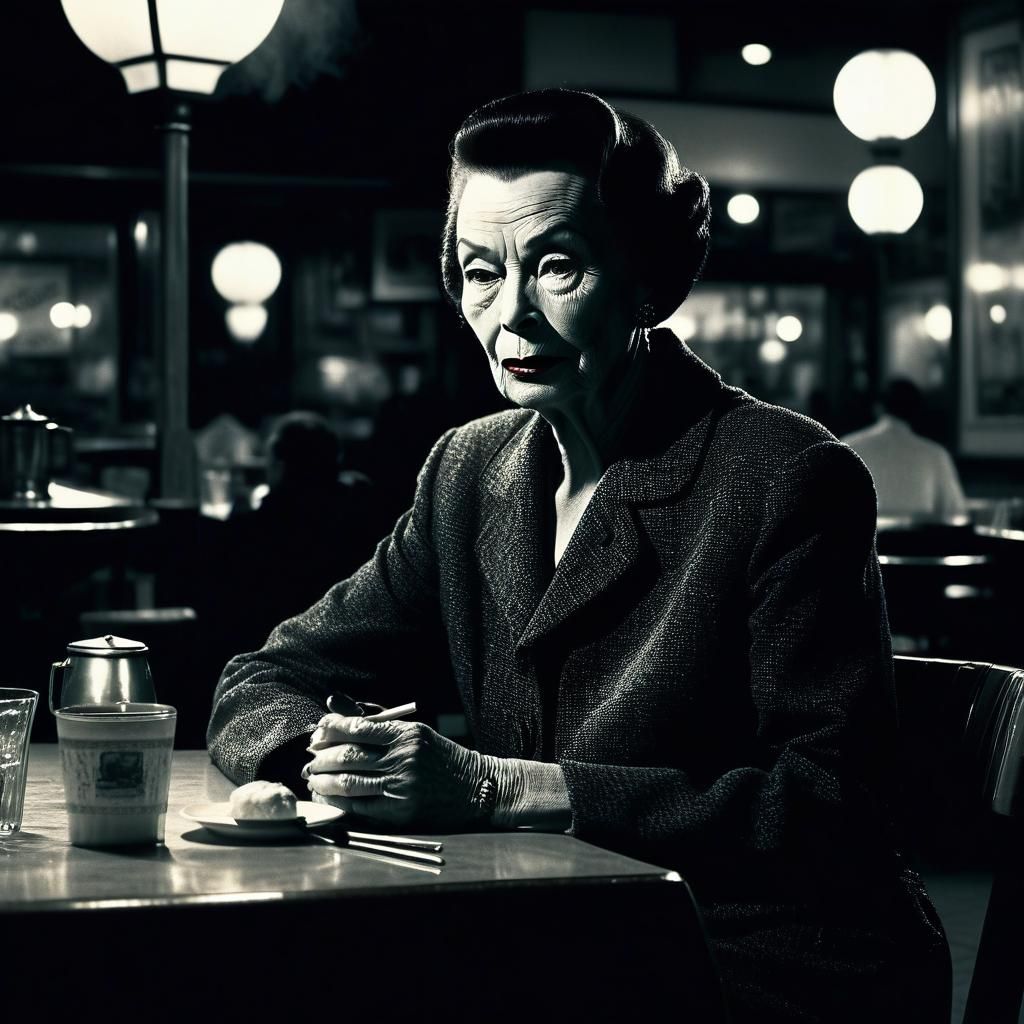 Film Noir: Lady in Retro Restaurant