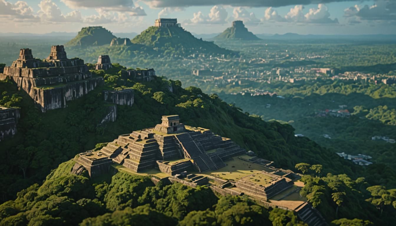 Majestic Mayan Acropolis in Golden Light