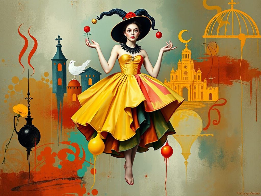 Woman in a Vibrant Yellow Gown