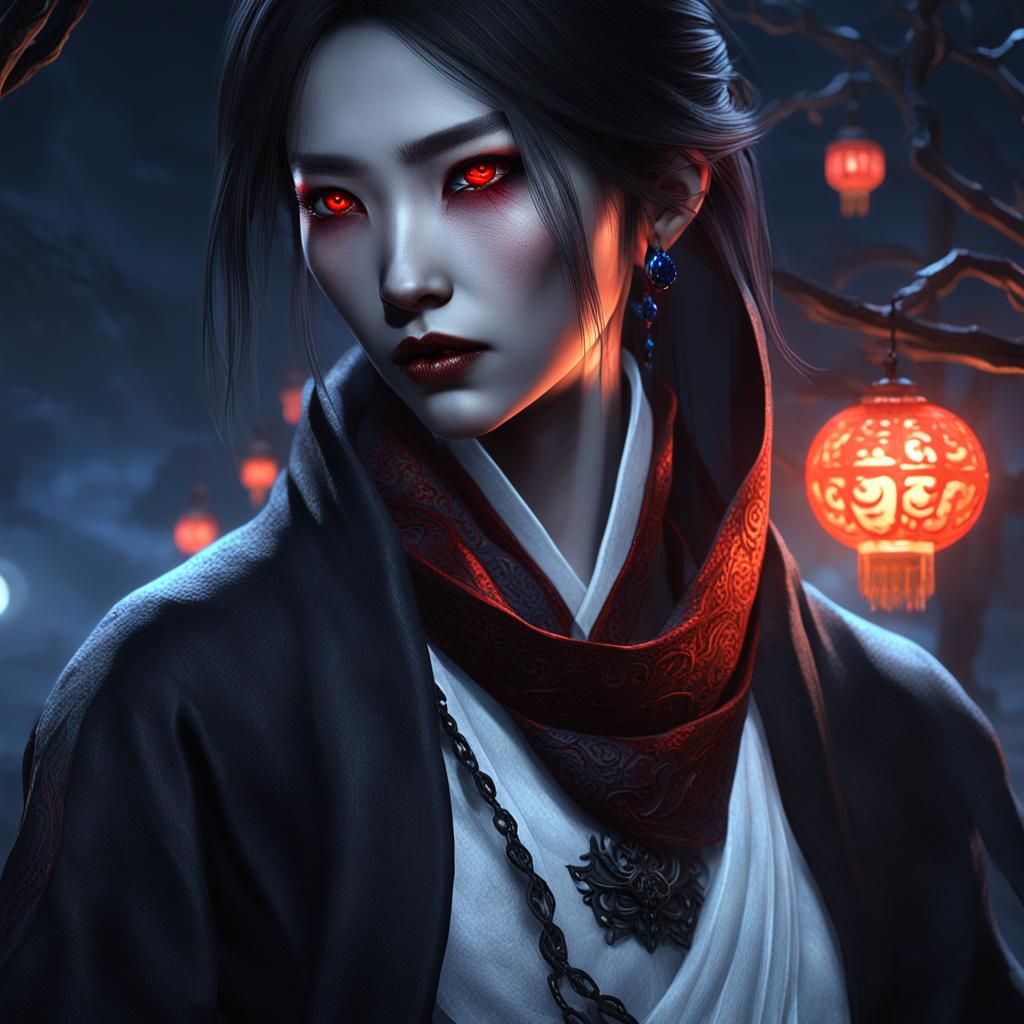 Mystical Chinese Vampire in Dark Fantasy Style