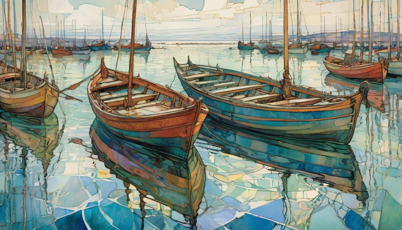 Boats on a Glass Sea in Triadic Colors