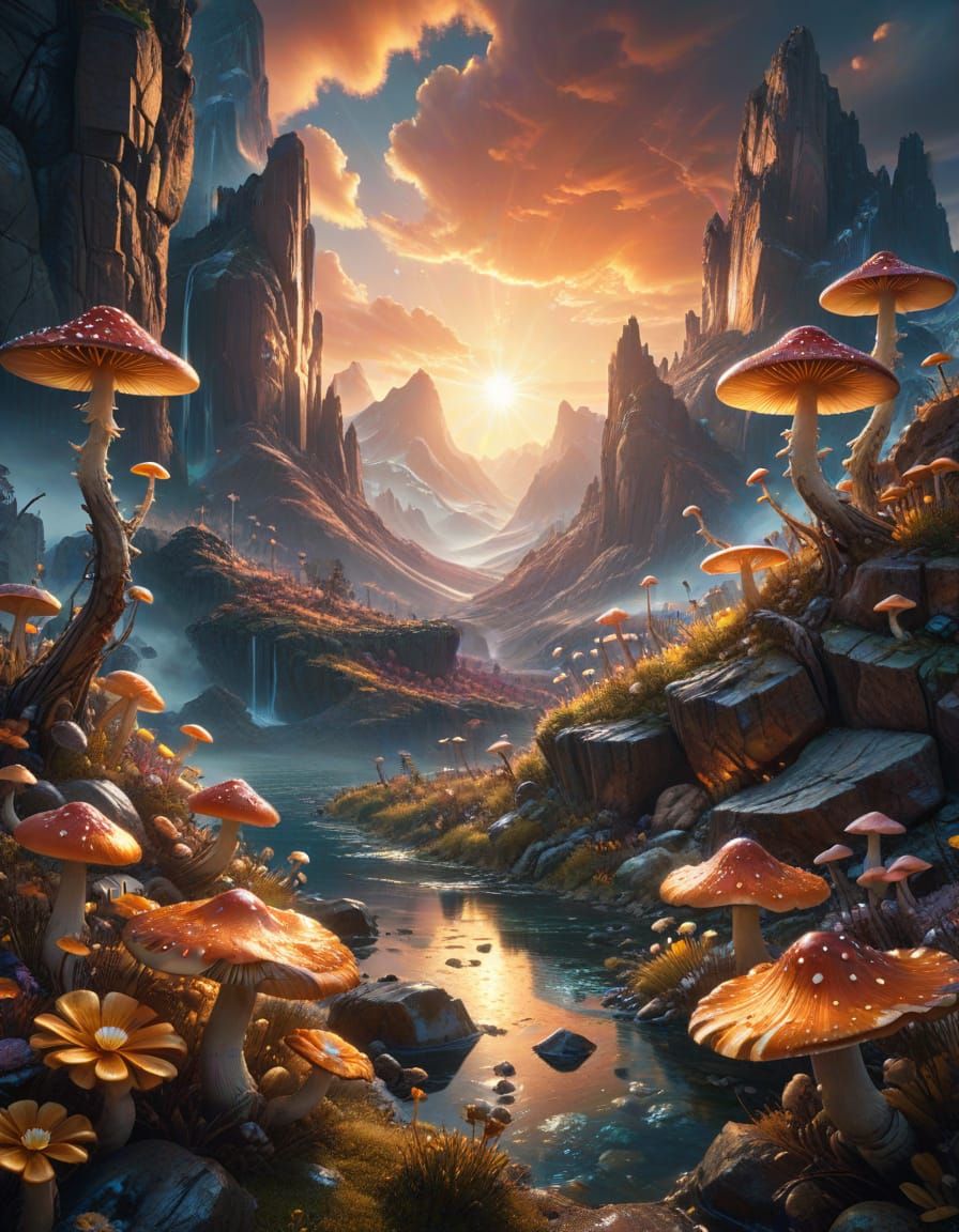 Surreal Realism Landscape in the Style of Marc Adamus