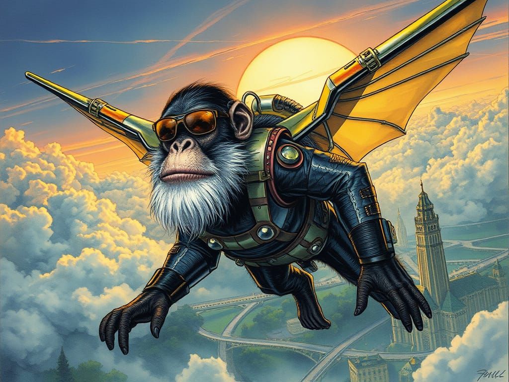 Chimpanzee King of Flying Monkeys Over Oz