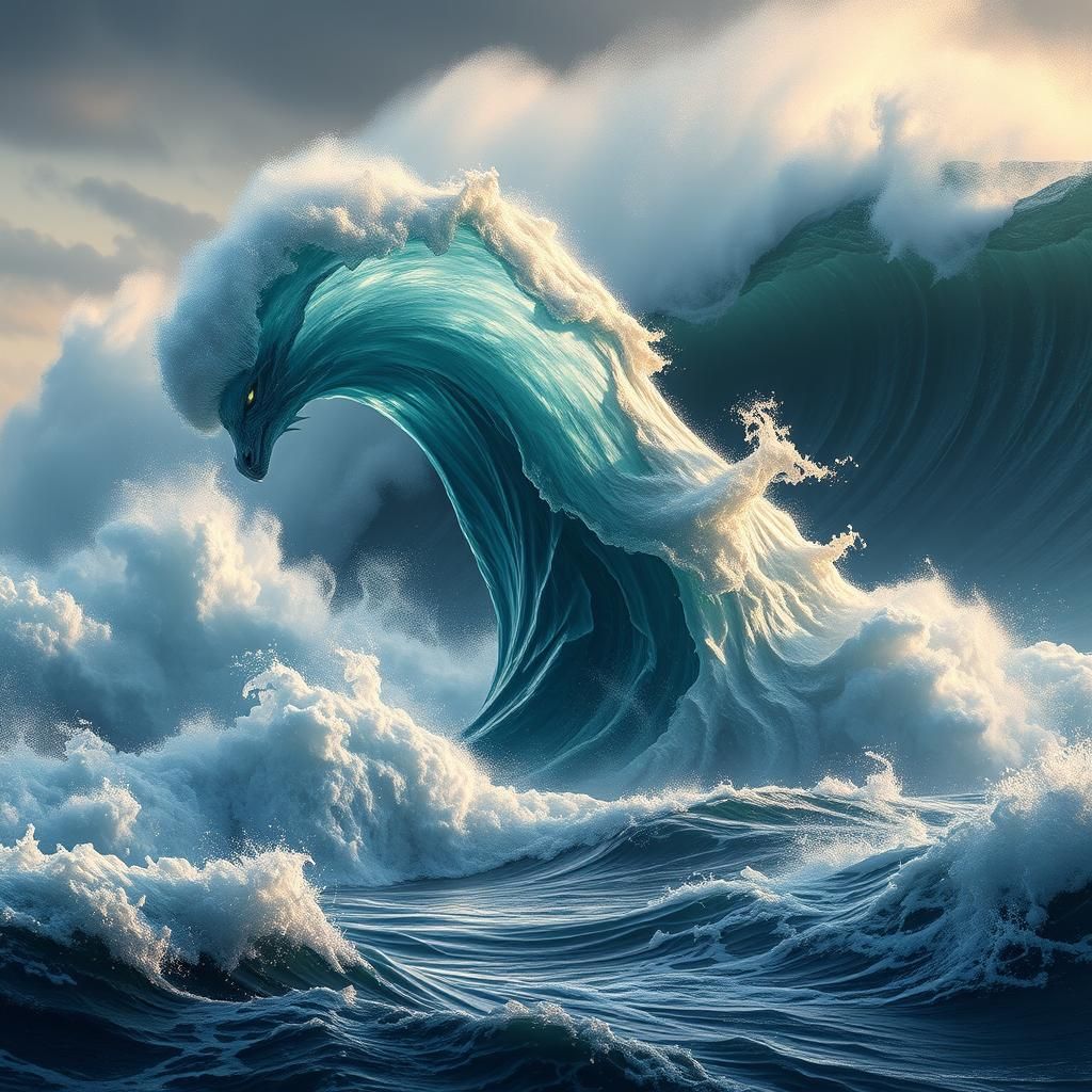 Water Spirit Emerges from Turbulent Seas